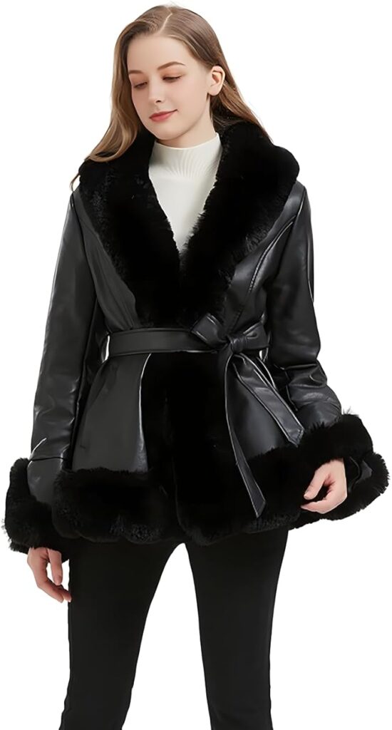 GRAN ORIENTE Faux Leather Jacket with Faux Fur